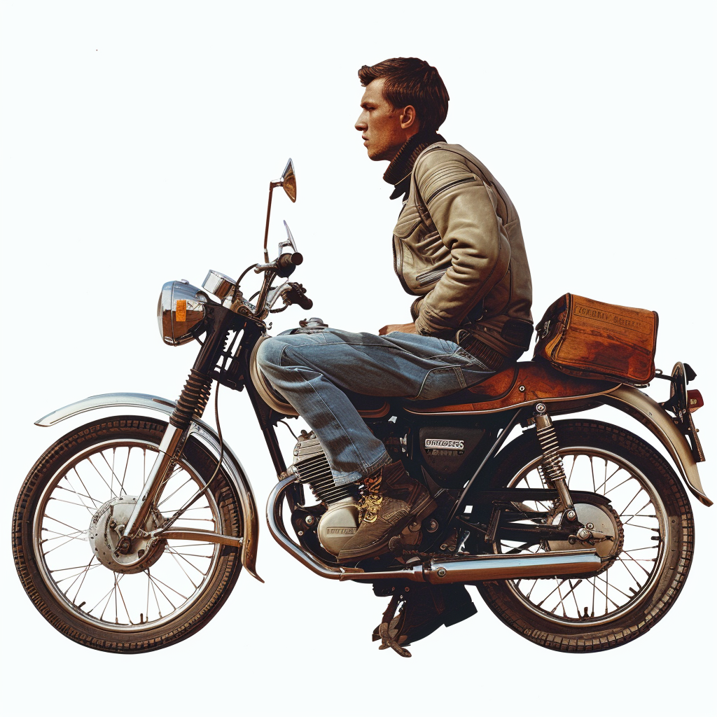 Robert Pirsig on his motorcycle.